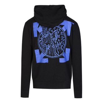 Off-white Blue Pattern Hooded Jacket Black OMBE001F19E300171030