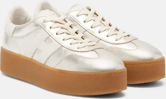 Hogan Zapatillas con plataforma H698 de piel metalizada