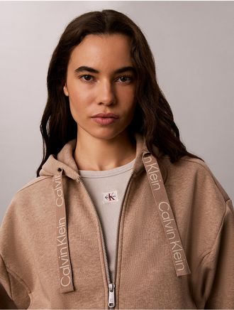 Calvin Klein Jeans Calvin Klein Womens Logo Tape Fleece Hoodie - Brown - XL