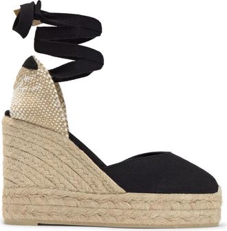 Castaner Carina Espadrille - Dames - Sleehakken - Zwart - 39 EU - Katoen - Schoenen