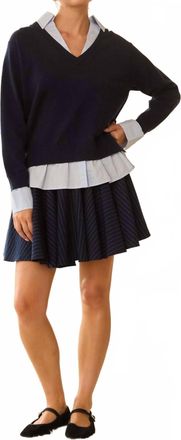 Skies Are Blue Clothing Taylor Pinstripe Skater Mini Skirt In Blue