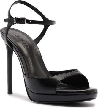 Schutz Scarelett Ankle Strap Platform Sandal in Black at Nordstrom, Size 6.5