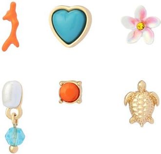 Betsey Johnson Set of 3 Beachy Stud Earrings in Orange at Nordstrom