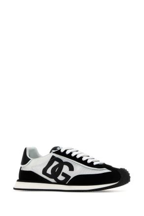Dolce & Gabbana Logo-Print Leather & Fabric Sneaker - White