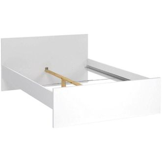 Dmora Dmora - Letto piazza e mezza Elodie, Sommier per camera da letto, Giroletto per stanza, Struttura porta materasso, 207x146 h80 cm, Bianco lucido