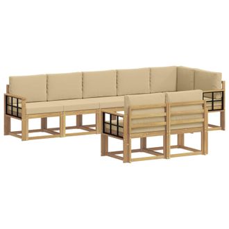 vidaXL Conjunto De Sof&aacute;s De Exterior Con Coj&iacute;n 8 Pcs Y Beige Poli&eacute;ster Vidaxl