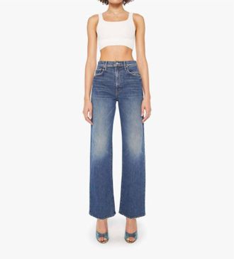 Mother Lasso Sneak Distressed Jeans In Blue