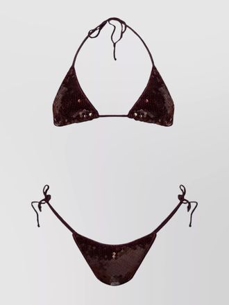 ビキニ OSEREE LUMIRE ROSE BIKINI IN LUREX OSÉREE Lumière Rose appliquéd Lurex triangle bikini | NET-A