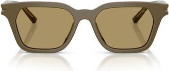 Armani 52mm Square Sunglasses in Brushed Green /Green Olive at Nordstrom