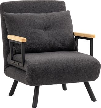 OEM Sof&aacute; Cama Individual Plegable Silla Cama Convertible 4 En 1 Respaldo Ajustable De 5 Niveles Y Almohada 63x73x81 Cm Gris