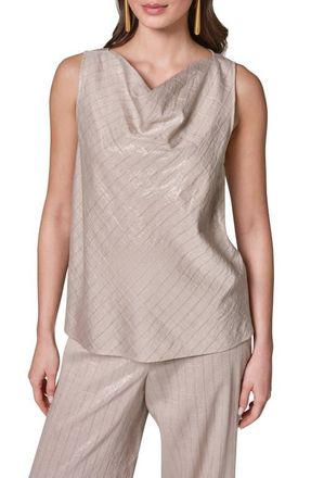 DKNY Shine Stripe Cowl Neck Sleeveless Top in Sisal/Canyon at Nordstrom, Size X-Small