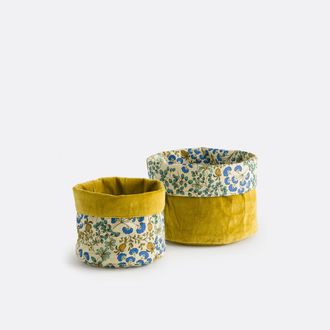 La Redoute Interieurs Set van 2 omkeerbare manden, bedrukt katoen en fluweel, HANOI