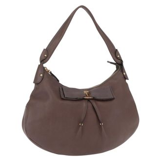 Ferragamo Vala Handbag Leather Brown Leather Handbag (Pre-Owned)