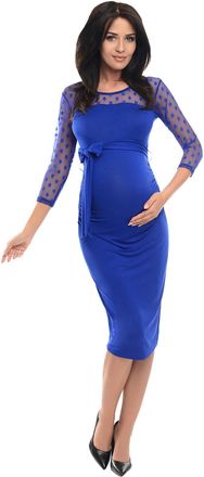 Purpless Maternity Ruched Bodycon Pregnancy Dress with Sheer Mesh Panel D008 (18, Royal Blue)