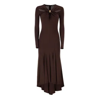 Elisabetta Franchi Dames, Jurken, Bruin, Maat: S Jersey