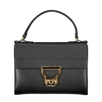 Coccinelle Handbags, female, Black, Size: ONE SIZE Black Leather Handbag with Twist Lock