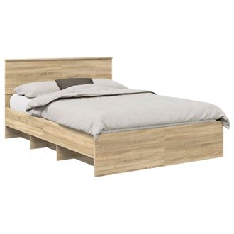 vidaXL Estructura De Cama Con Cabecera Roble Sonoma 140 X 200 Cm Vidaxl
