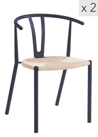 Nordlys Set of 2 Industrial Metal Dining Room Chairs in Black