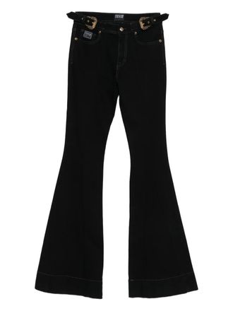 Versace Jeans Couture Pantaloni svasati con fibbia - Nero