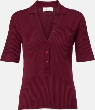 Lisa Yang Malie ribbed-knit cashmere polo sweater