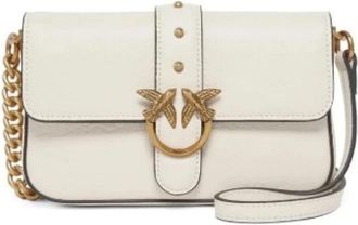 Pinko Witte tas van generfd leer met studs - Dames - Schoudertassen - Wit - ONE Size - Leer - Tassen
