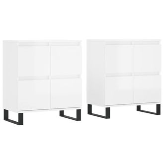 Berkfield Home Sideboards 2 pcs High Gloss White Engineered Wood
