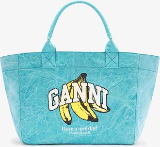 Ganni Blue Medium Tote Bag in
