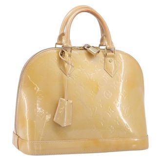 Louis Vuitton Alma Monogram Vernis Beige Patent_Leather Handbag (Pre-Owned)