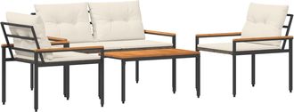 vidaXL Juego De Muebles De Exterior 4 Uds. Blanco Crema Vidaxl