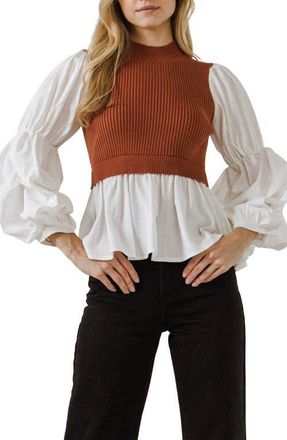 English Factory Combo Top in Brown Combo at Nordstrom, Size X-Small