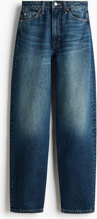 H&M Barrel High Waist Jeans in Dark Denim Blue at Nordstrom, Size 14