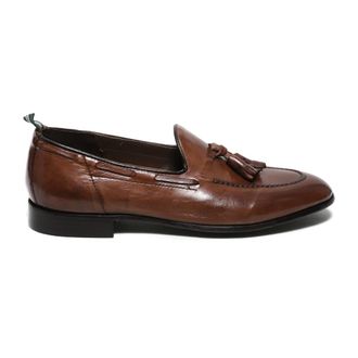 Green George Loafers, male, Brown, Size: 8 1/2 US Brown Leather Loafers with Tassels