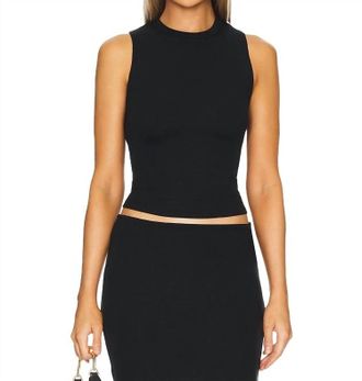 LnA X Back Ribbed Top In Black
