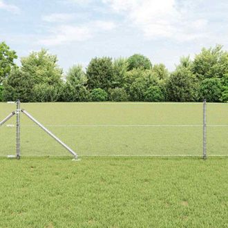 vidaXL Reja Con Postes Plateado 0.6 X 25 M Acero Recubierto De Pvc Vidaxl