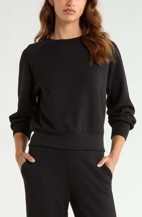 Zella Soft Luxe Crewneck Top in Black at Nordstrom, Size Xx-Large