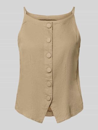 Ichi Blusentop aus Leinen-Viskose-Mix Modell LINNO in Taupe, Gr&ouml;&szlig;e 38