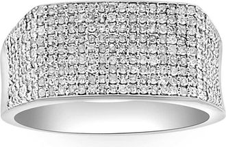 Pompeii3 1Ct Diamond Mens White Gold Pave Wedding Ring Anniversary Band