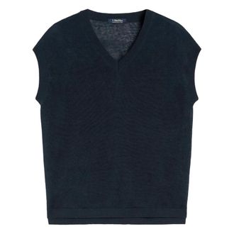 Max Mara Truien & Vesten, Dames, Blauw, S, Gilet in maglia