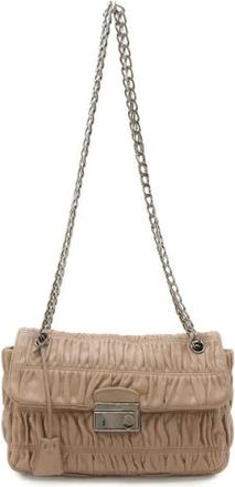 Prada Pre-owned Cross Body Bags, female, Beige, Size: ONE SIZE Pre-owned Nappa Gaufre Leather Shoulder Bag