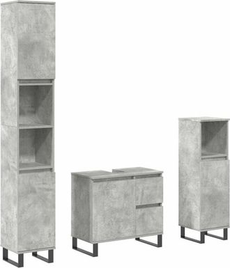 vidaXL Vidaxl - Set Muebles De Ba&ntilde;o 2 Piezas Madera Contrachapada Gris Hormig&oacute;n