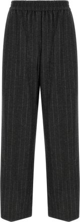 Brunello Cucinelli Wide Broeken - Dames - Wijde Broeken - Grijs - M - Wol - Broeken