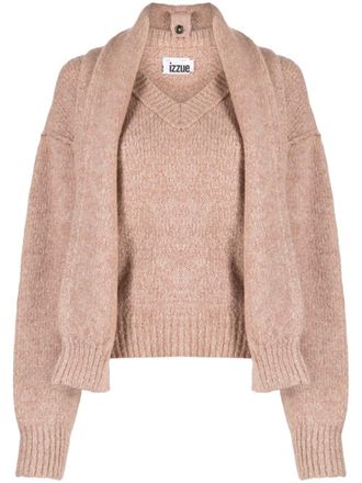 Izzue scarf-detail cropped jumper - Pink