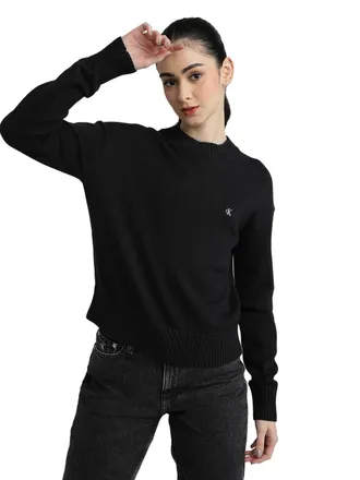 Calvin Klein Jeans Womens CK Embro Badge Sweater J20J222987, Black (CK Black), XL