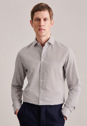 Seidensticker Businesshemd SEIDENSTICKER Slim, Herren, Gr. S (38), normale &Auml;rmell&auml;ngen, beige, 100% Baumwolle, bedruckt, slim fit, 2-Knopf-Manschette, Hemden Busine