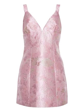 Cara Cara Naples matelasse V-neck mini dress - women - Polyester/Metallised Fibres/Viscose - 00 - Pink
