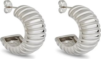 Sterling Forever Philippa Ribbed Huggie Hoop Earrings