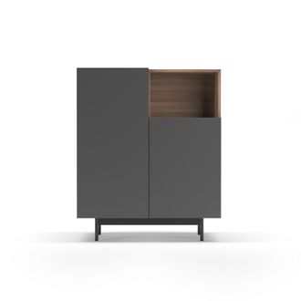 HERDASA Mueble Aparador En Melamina, Colecci&oacute;n Printed (602-1), Con 2 Puertas, En Nogal Y Grafito