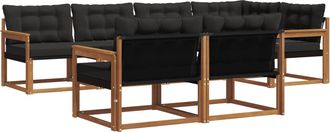 vidaXL Conjunto De Sof&aacute;s De Exterior 7 Uds. Natural Y Negro Vidaxl
