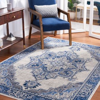 Safavieh Brentwood Machine Made Area Rug, Blue / Light Grey Traditional Style Easy Care