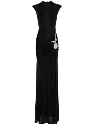 DAVID KOMA crystal-embellished jersey gown - Black